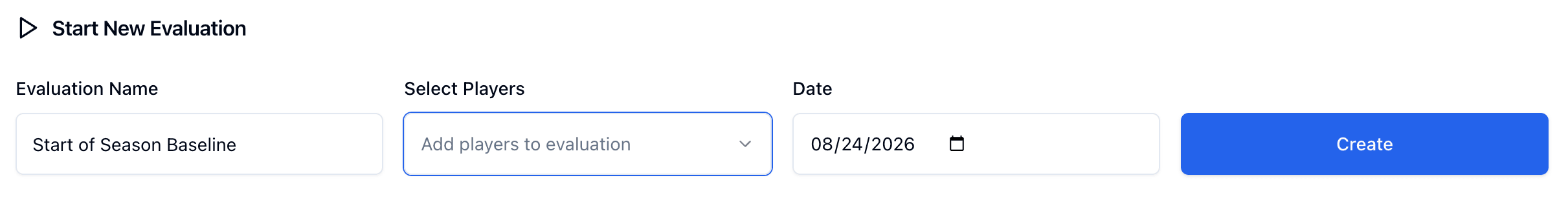 Start a new evaluation form